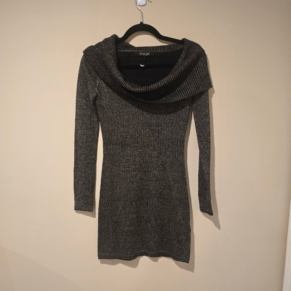 Energie XS Black and Gold Sweater Dress